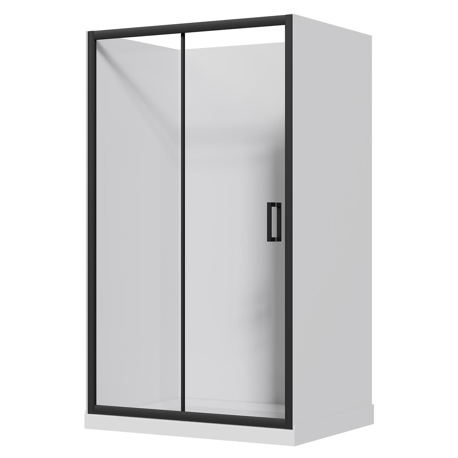 Alcove Flat Wall Acrylic Shower 1200 x 900 x 2015mm Black