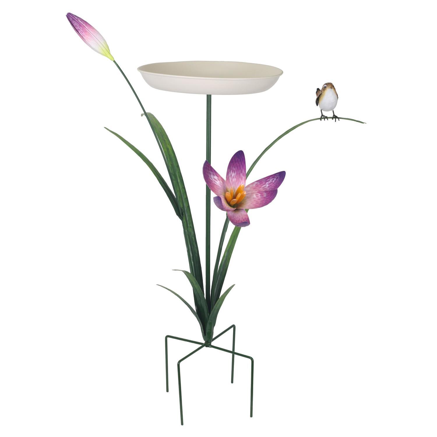 Metal Flower Bird Bath H:87cm, Dia: 66cm