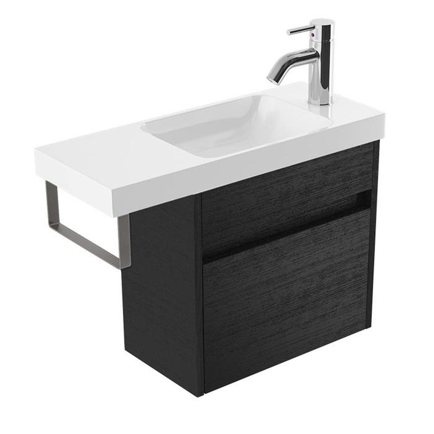 Wall Vanity 600mm Black Brushed Nickle Rail