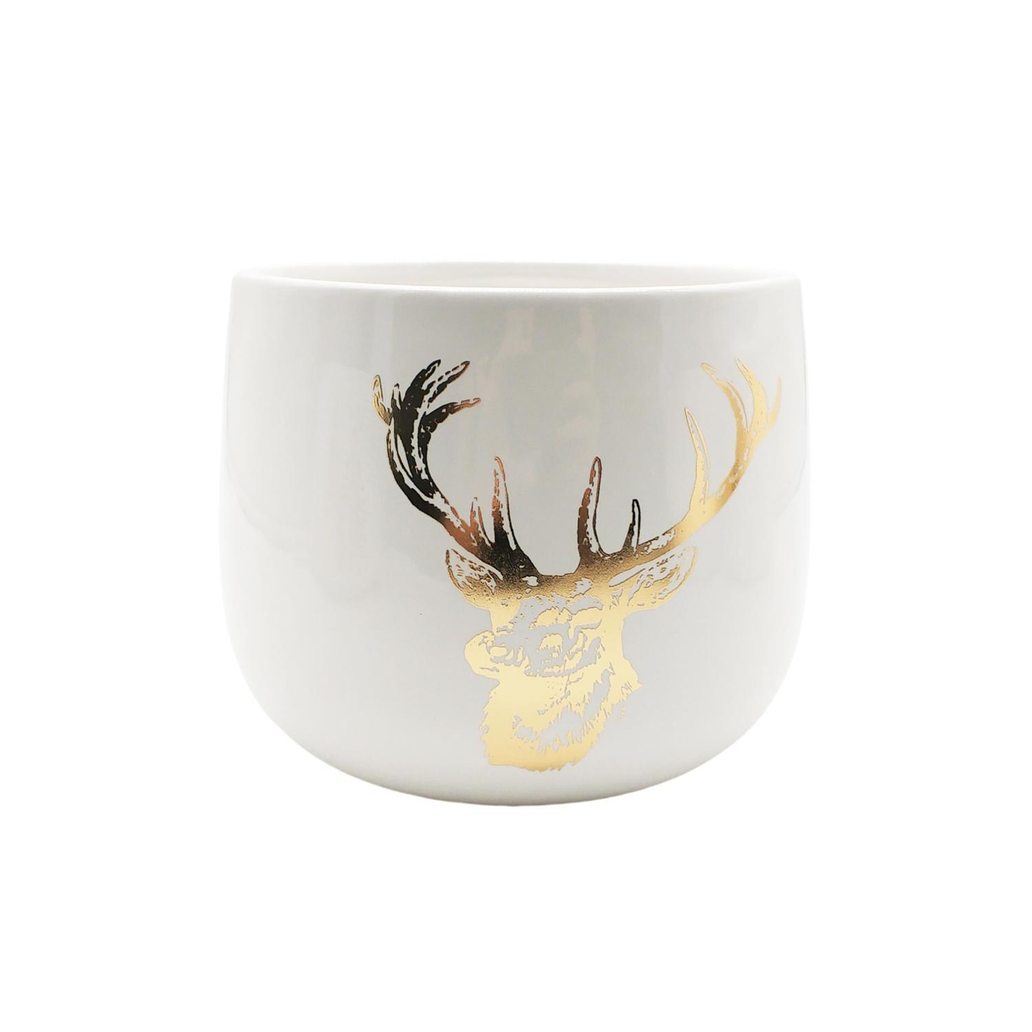 Stag Ceramic Pot 14cm White