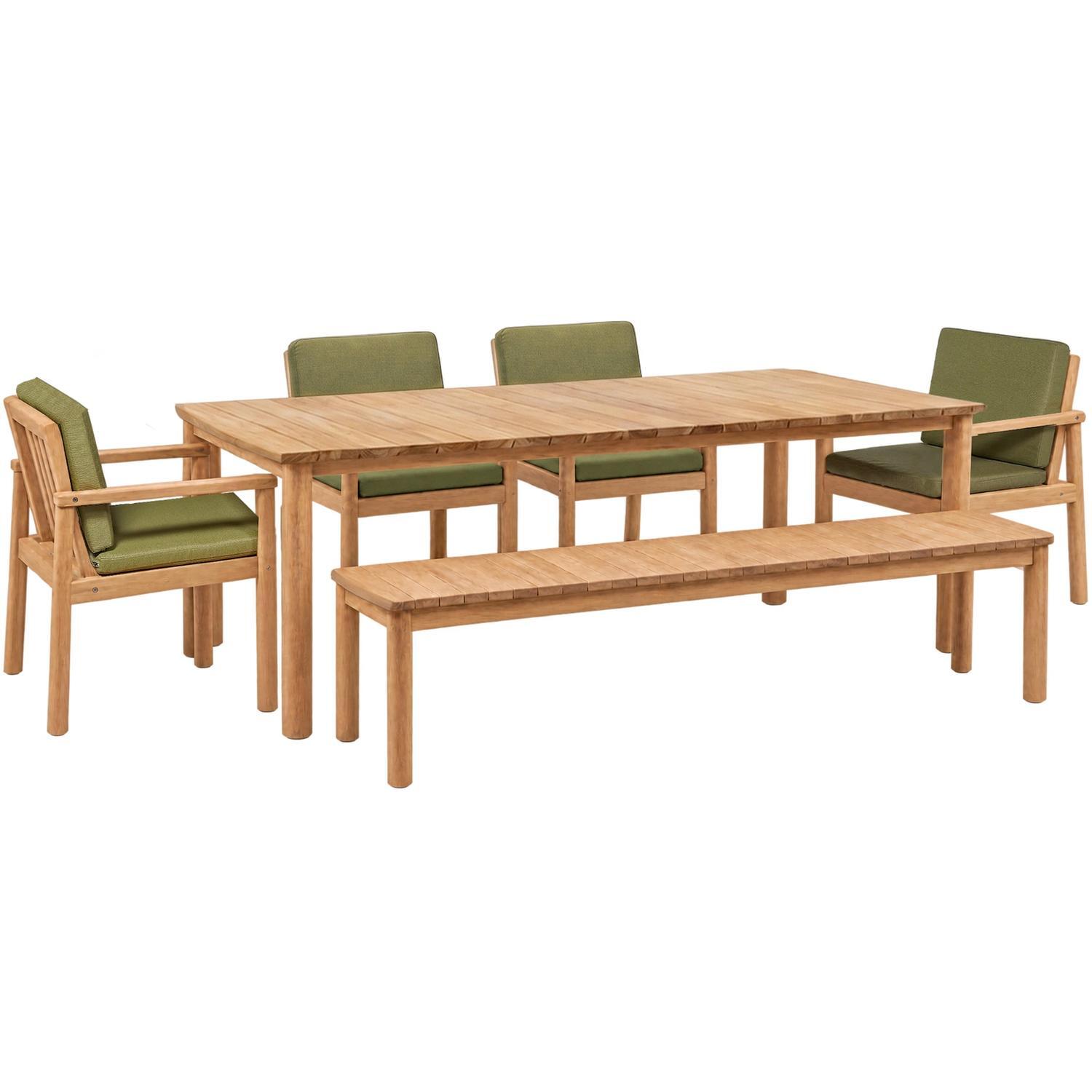 Outdoor Teak Dining Bench Setting 6 Piece