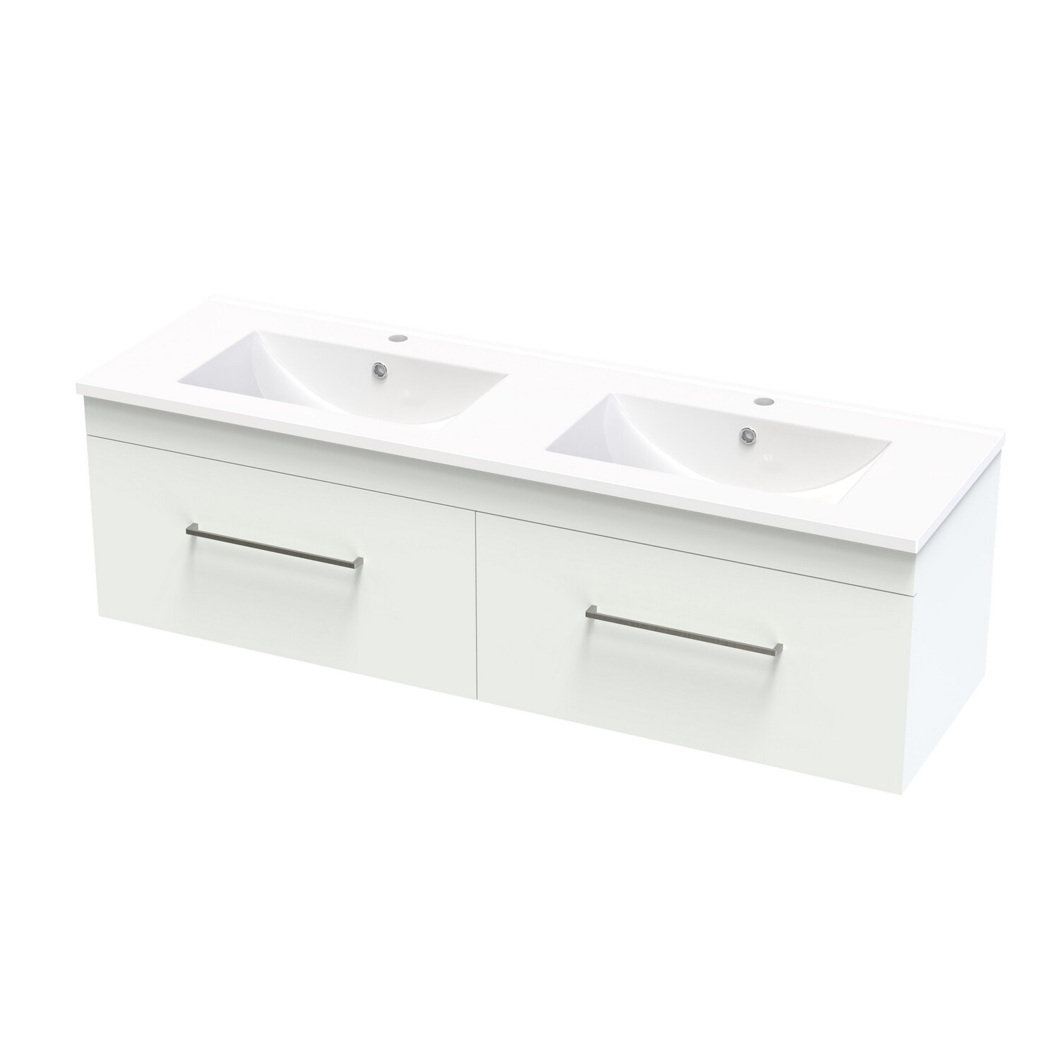 Cashmere Single Drawer Double Bowl Wall Hung Vanity