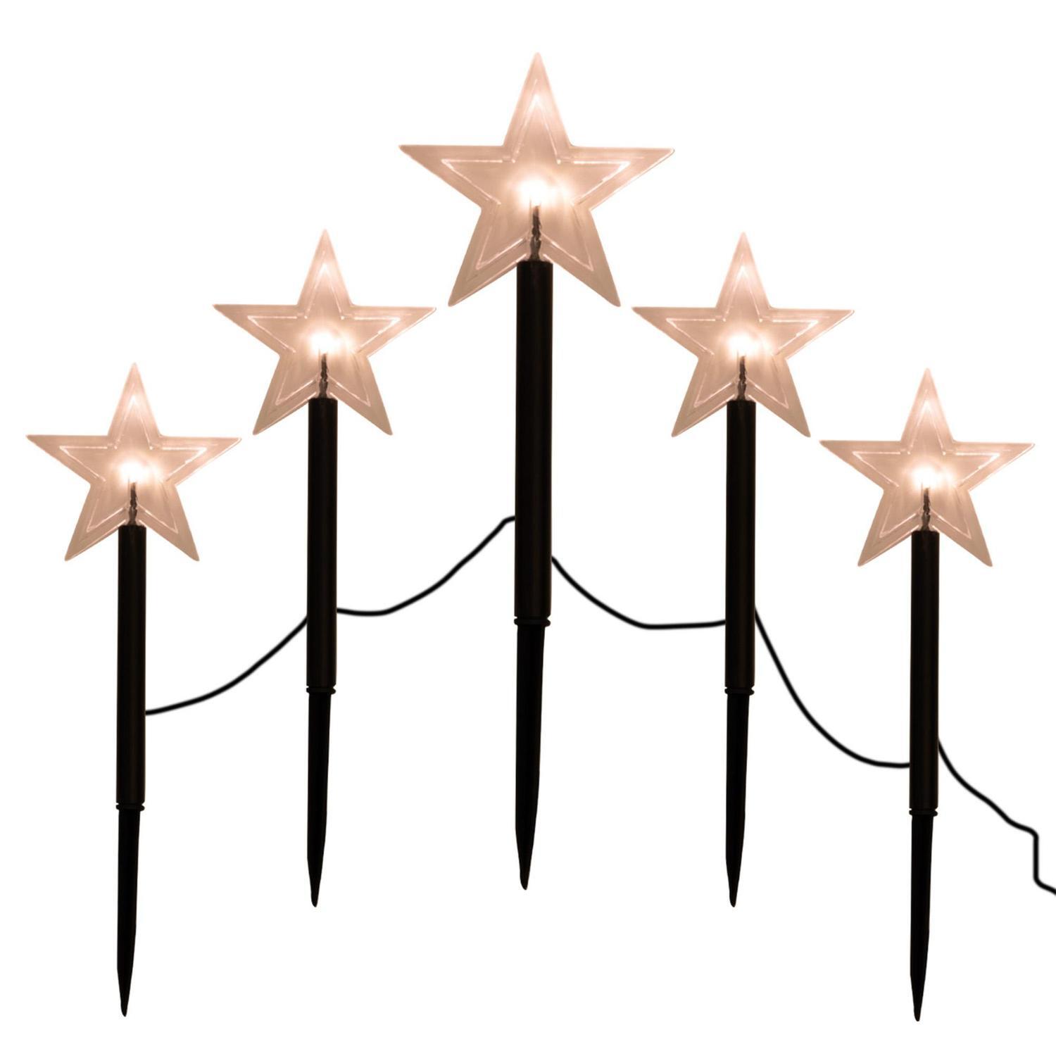 Christmas Star Stake Lights 5 Pack 24cm