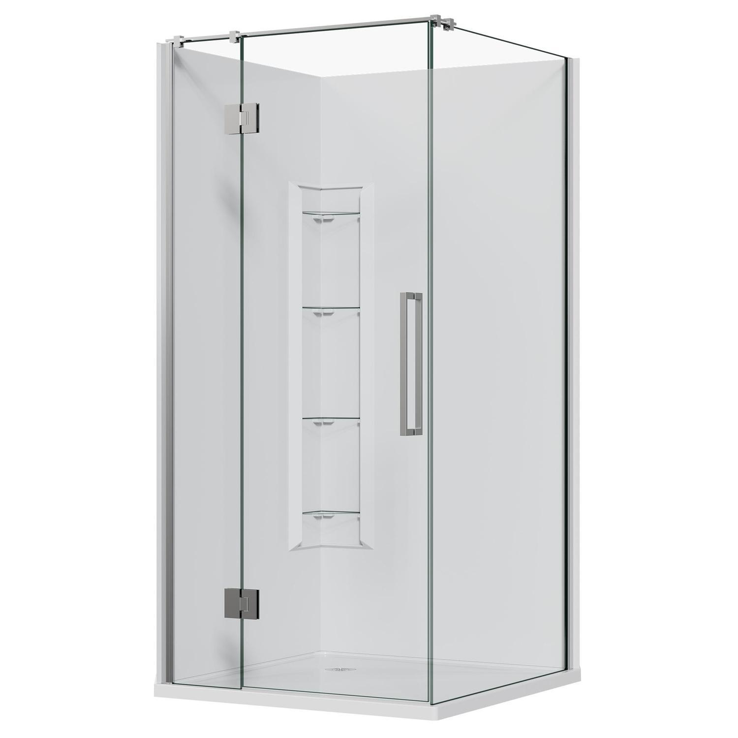 2 Sided Frameless Hinged Corner Mould Acrylic Shower 1000 x 1000 x 1990mm Chrome