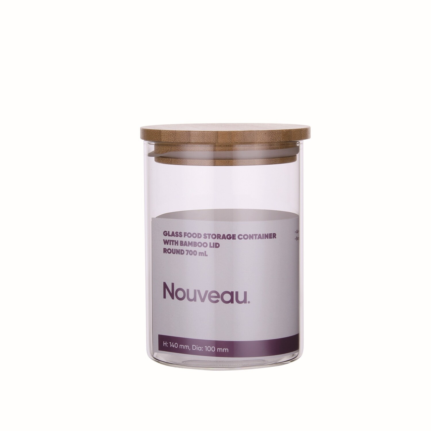 Container Food Glass With Bamboo Lid 700ml