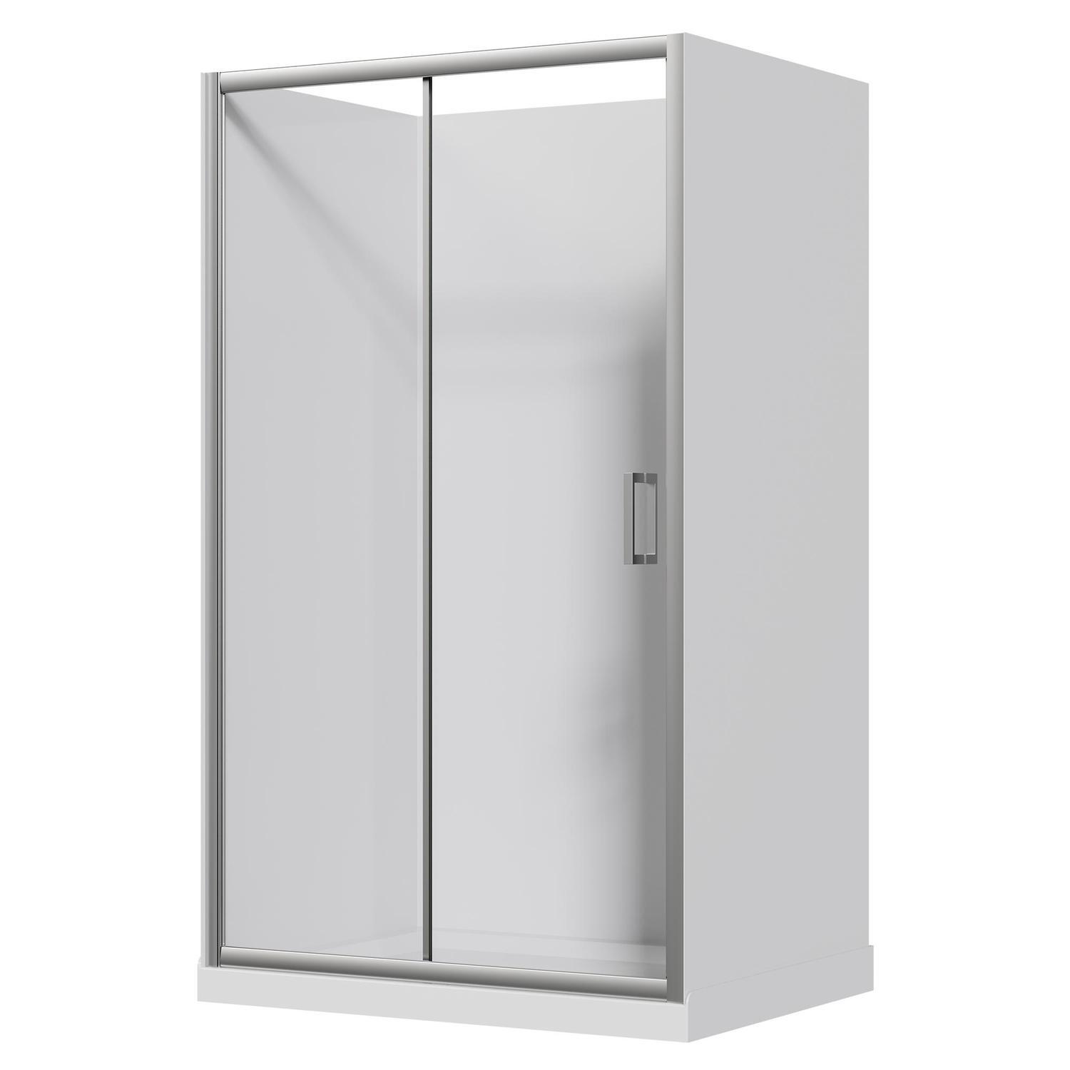 Alcove Flat Wall Acrylic Shower 1200 x 900 x 2015mm Chrome