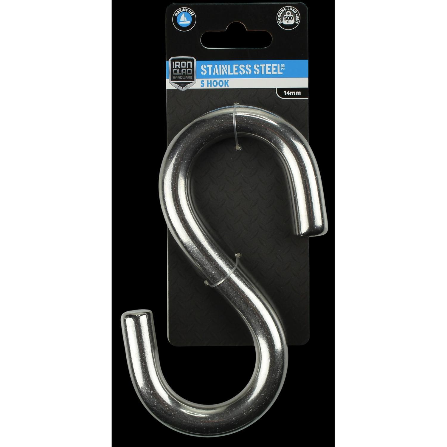 S Hook 14mm Stainless Steel 316