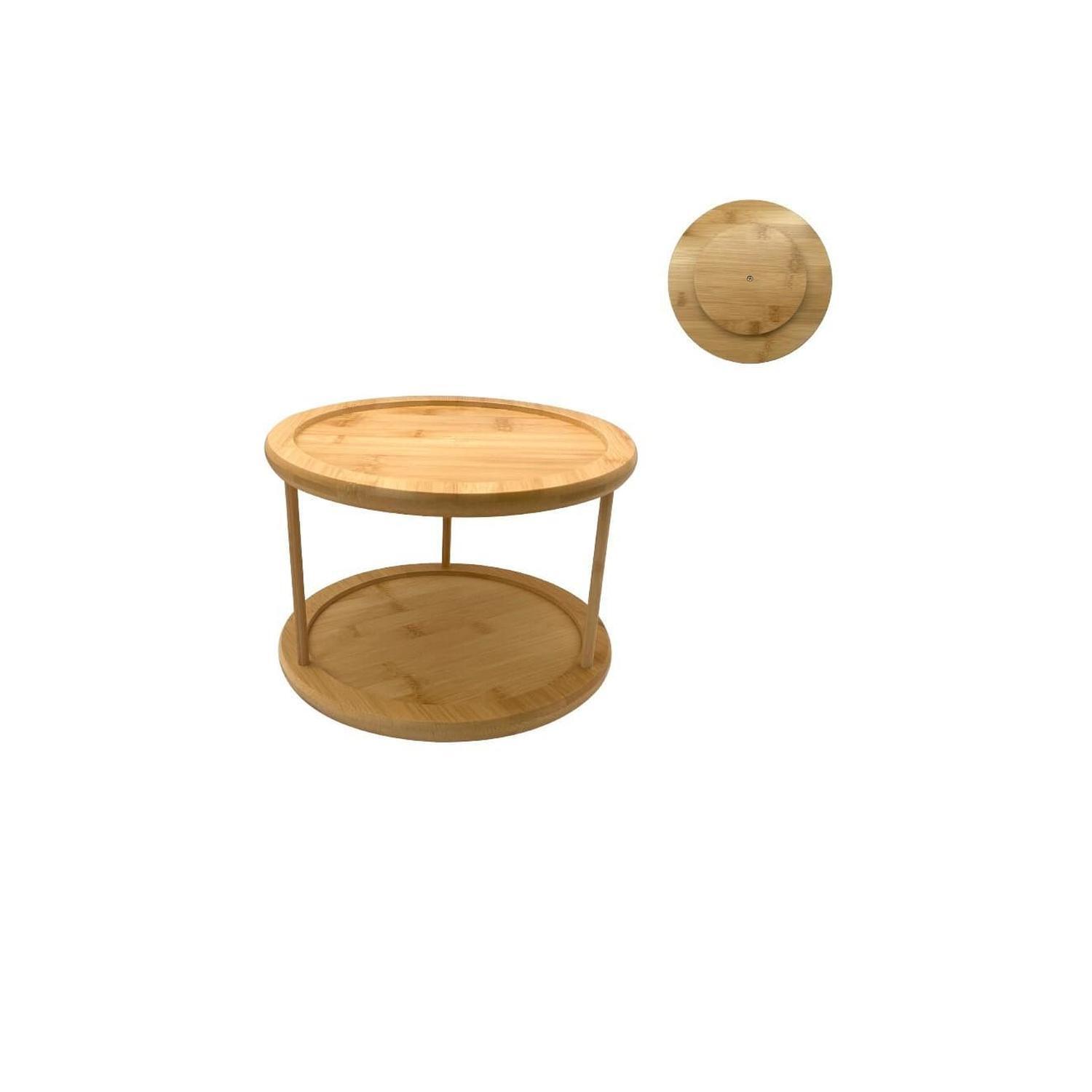 Turntable 2 Tier Bamboo 25.5 x 18cm