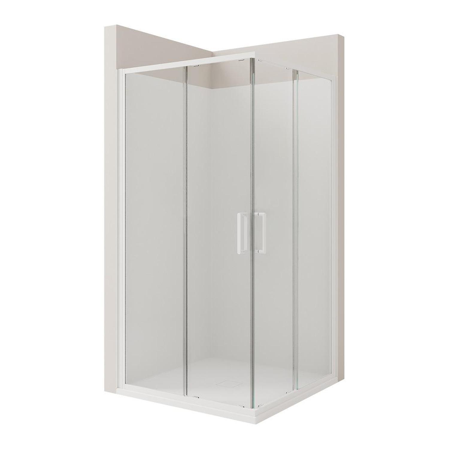 2 Side Tiled Wall Shower 900 x 900mm White