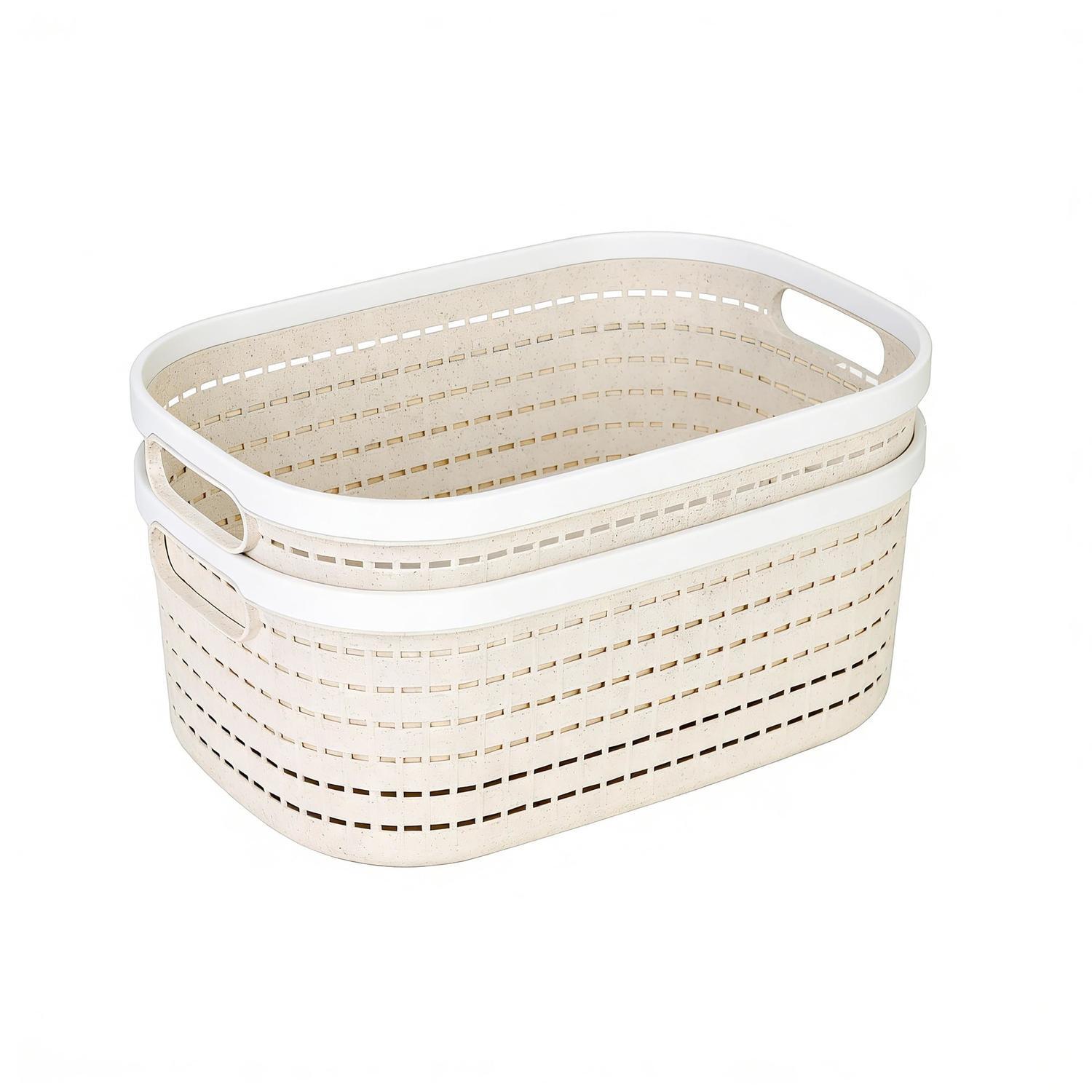 Storage Basket 12 litre, 2 Pack Rattan Look