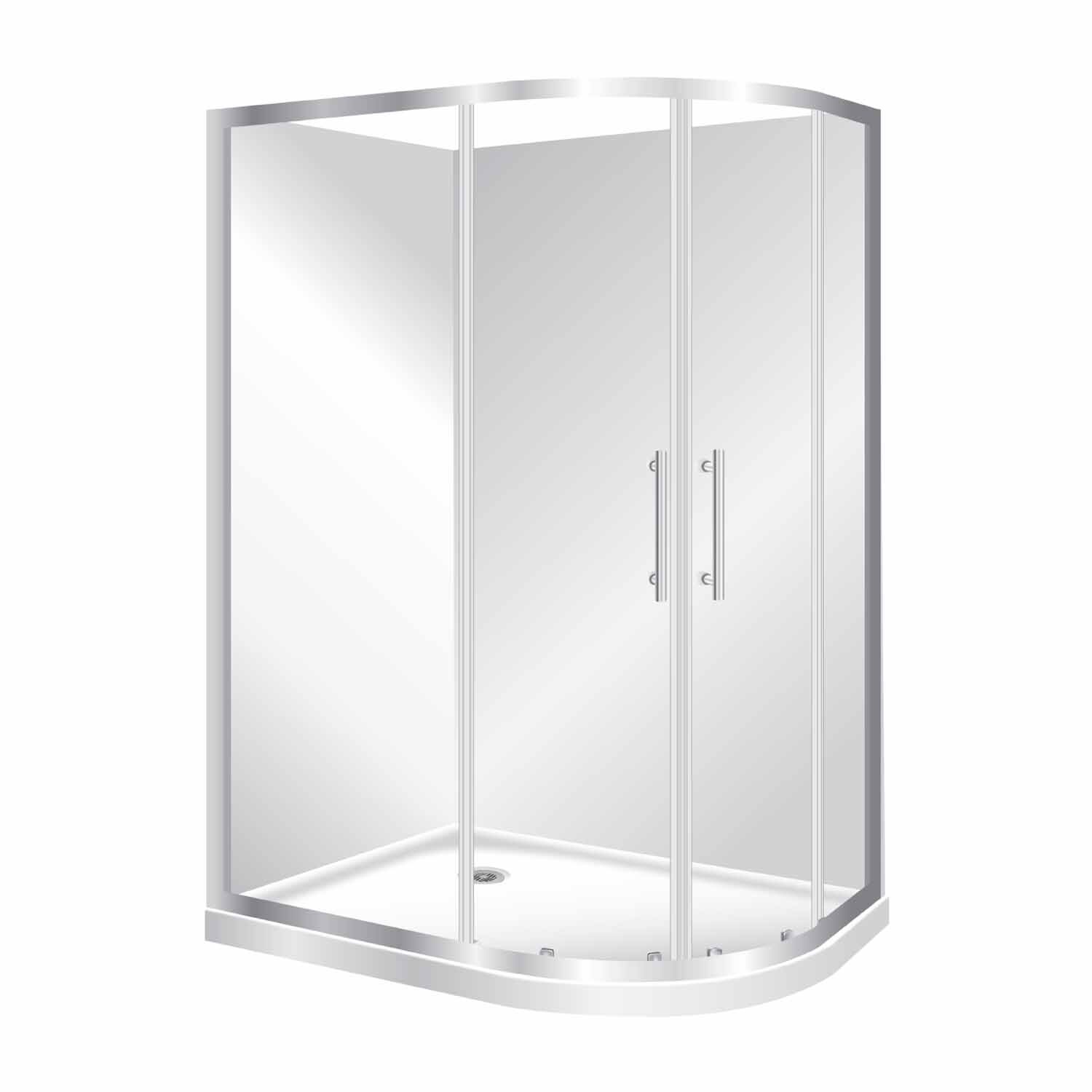 Round Shower Flat Wall Left Hand