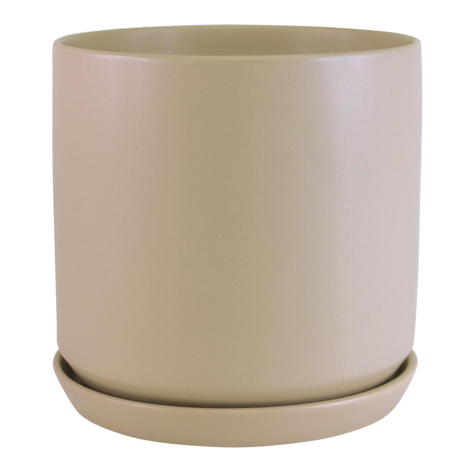 Indoor Adelle Pot and Saucer 12cm Taupe