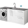 RH Laundry Station with 2 Dawer and 2 Door Cupboard 1945mm White and Slate Grey 1945mm White