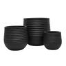 Round Ribbed Resin Pot L Black
