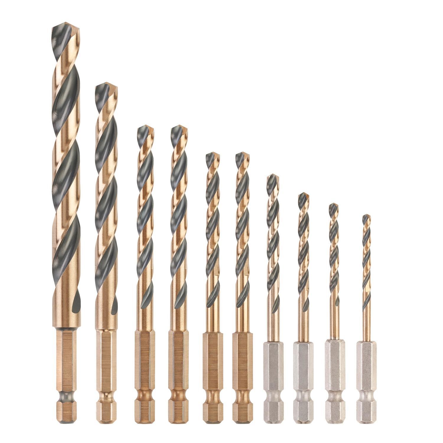 10 piece Black And Gold Hex Drill Bit Set