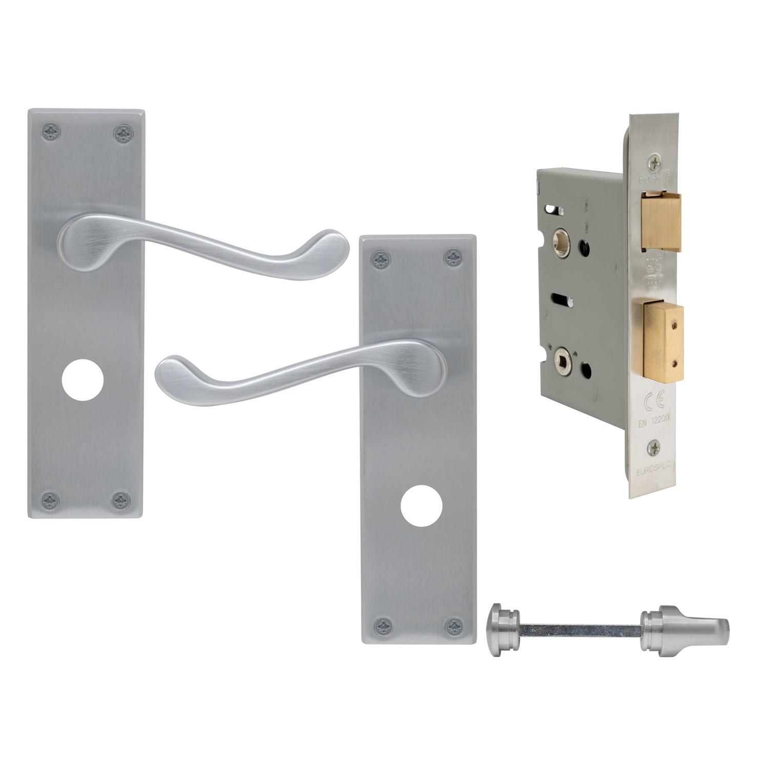York Square Longplate Privacy Set Satin Chrome