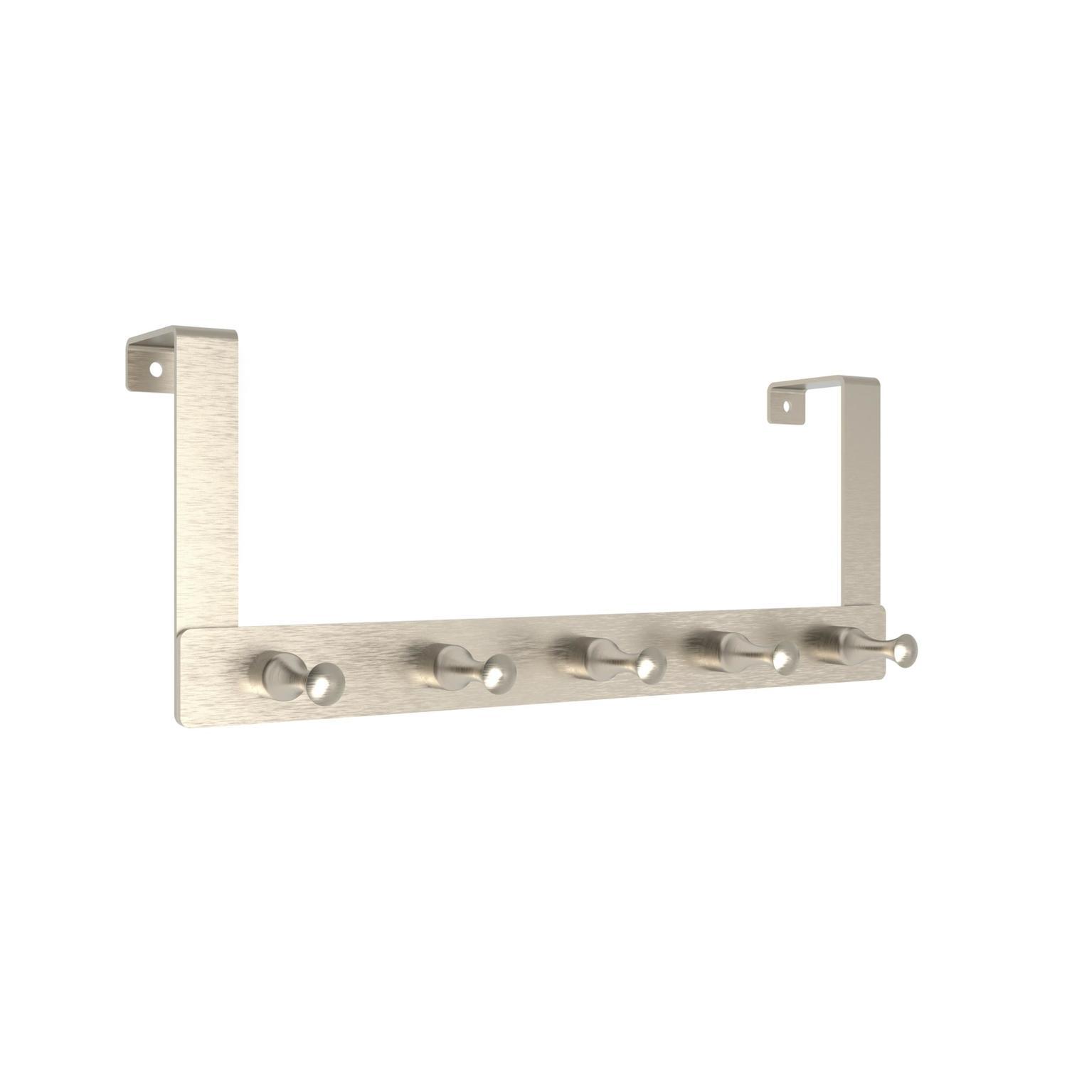 Over the Door 5 Hook Satin Nickel Finish