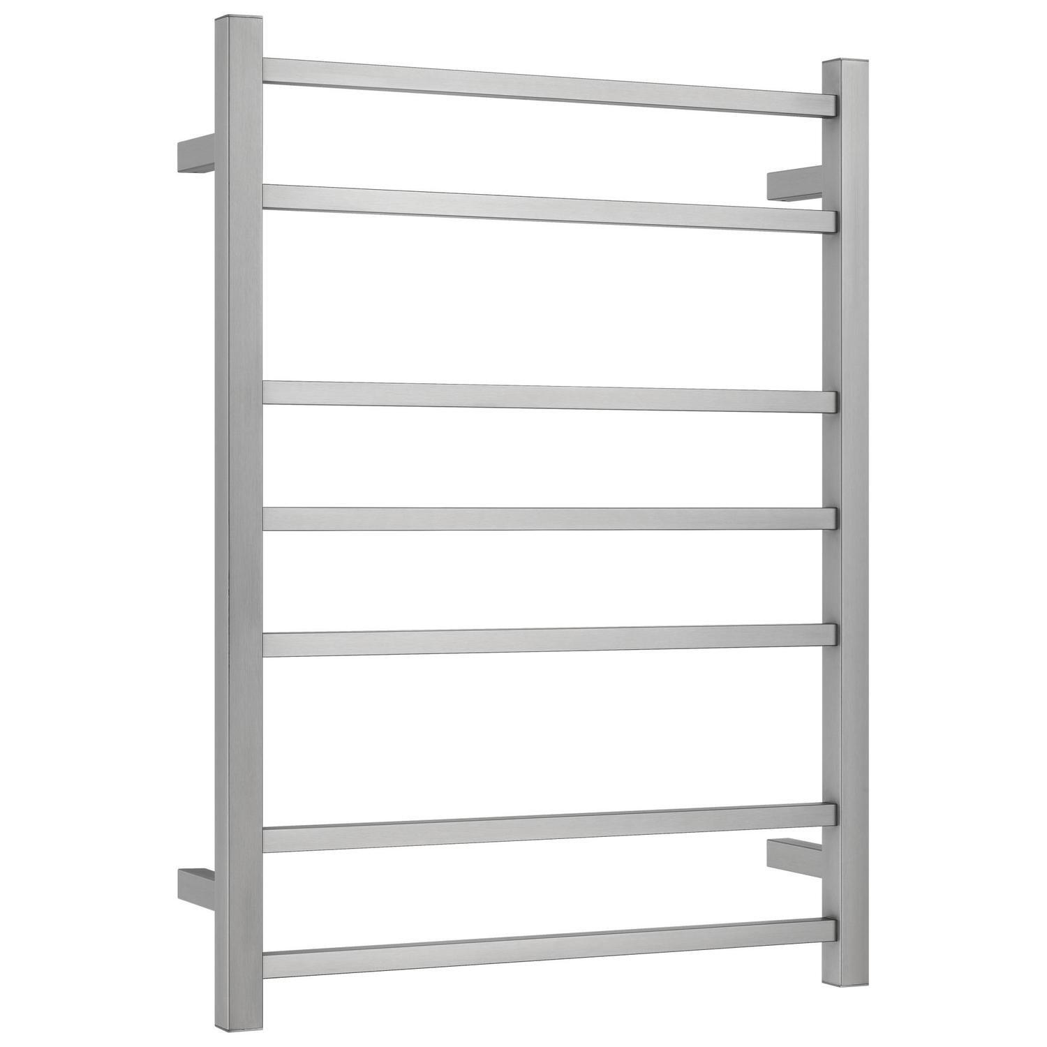 7 Bar Square Heated Towel Rail 100 Watt Brushed Nickel