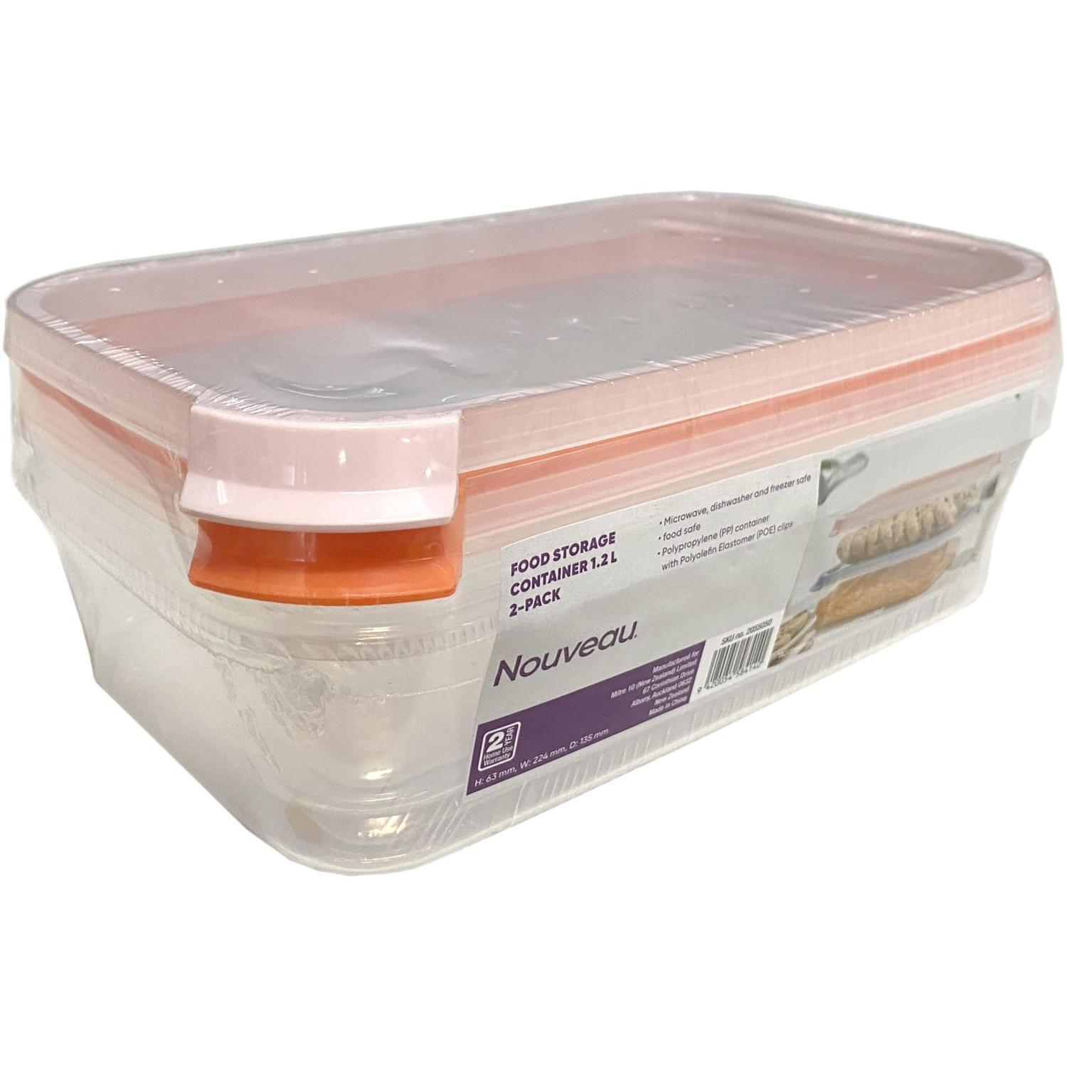 Food Storage Container Rectangle 1.2L 2 Pack