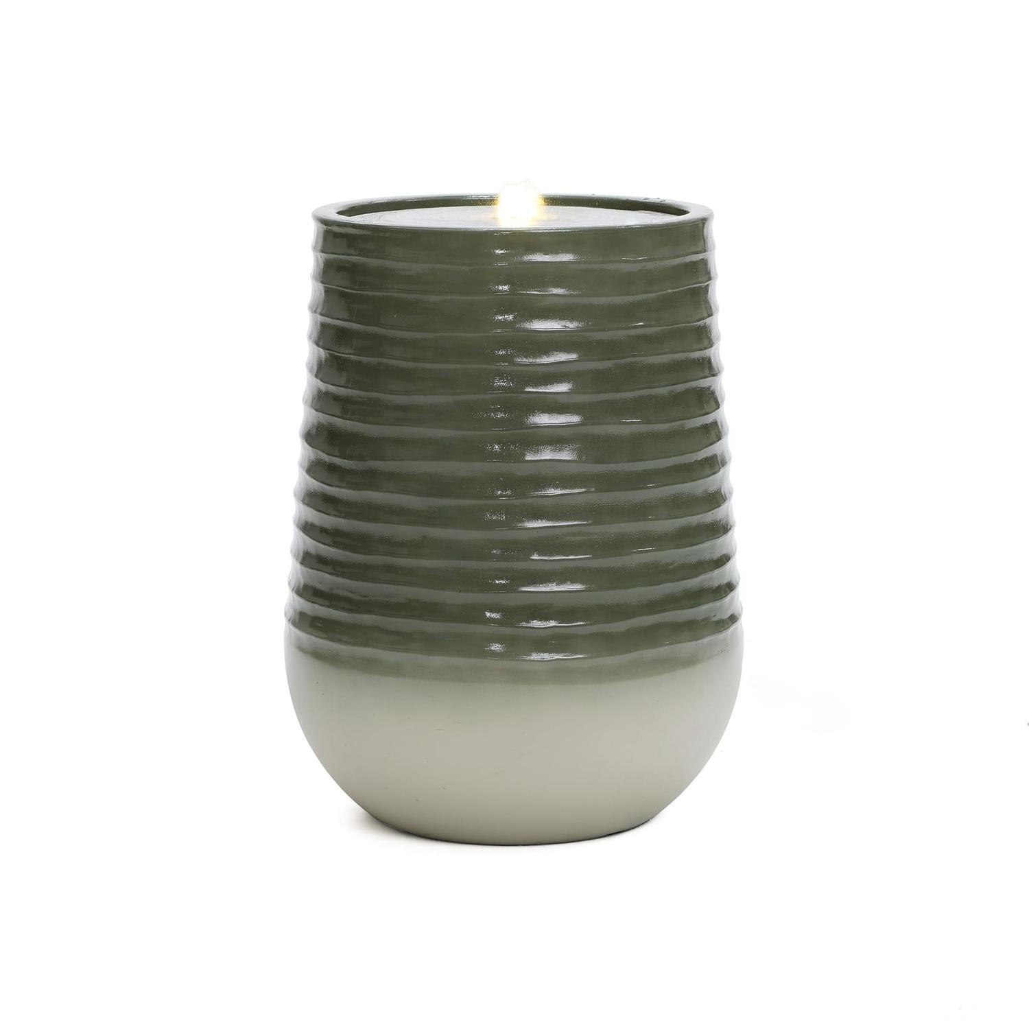 Ribbed Pot Water Feature Olive H: 51cm, Dia: 39cm Olive