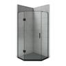 Solara 1000 x 1000mm Angle Front Black Tray and Matte Black Hinged Screen