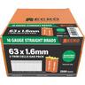 16 Gauge Straight Brads Gas Pack 63 x 1.6mm, Pack of 2500 Electro Galvanised