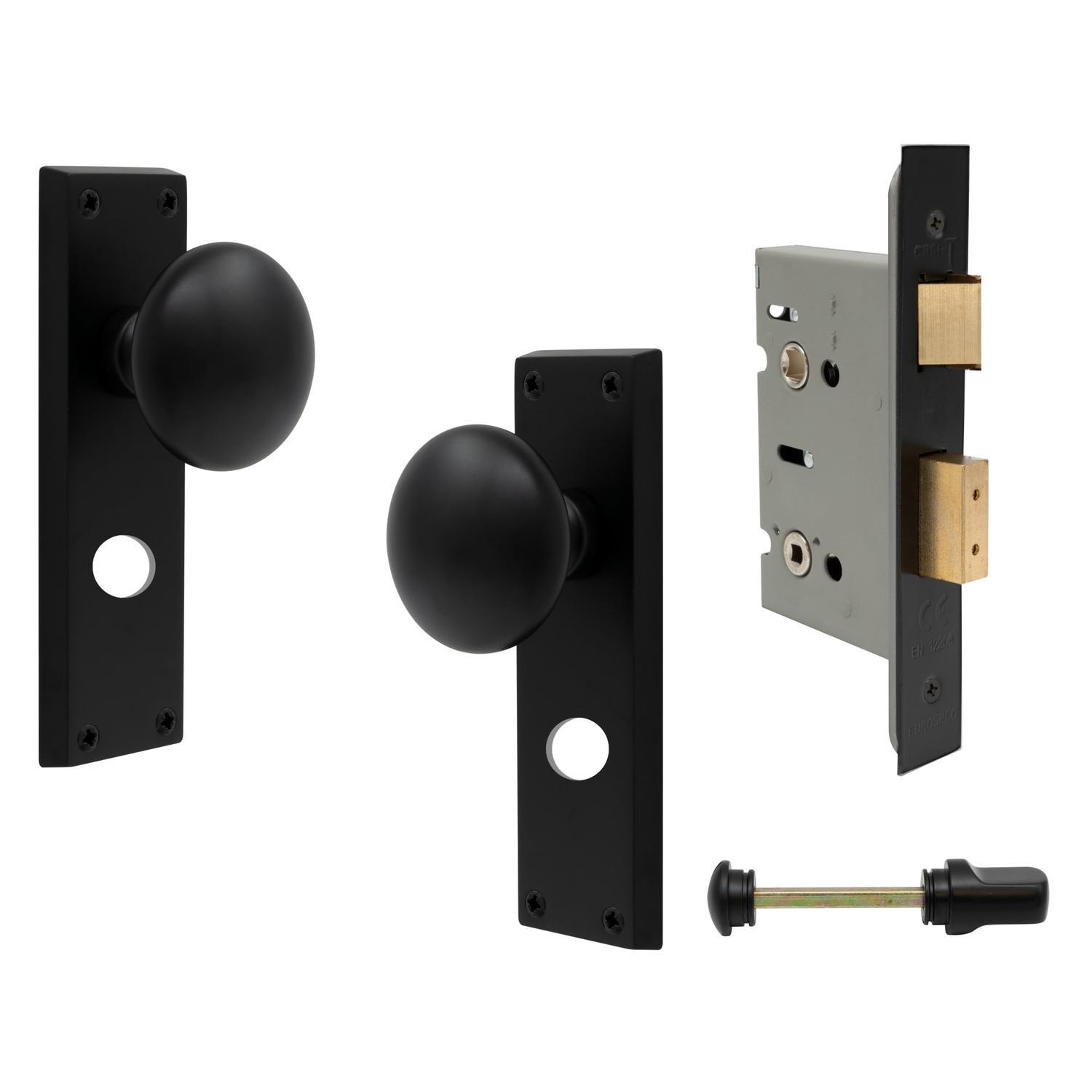 Sutton Square Longplate Privacy Set Matte Black