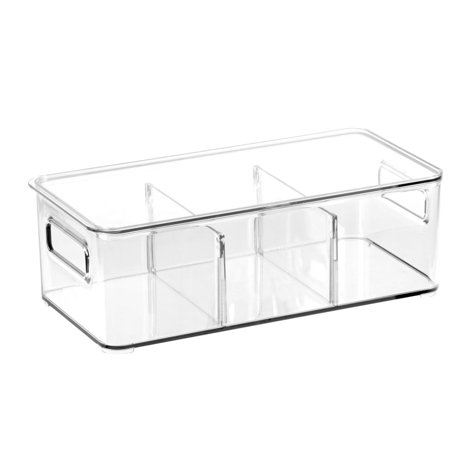 Storage Bin with Dividers and Lid 310 x 150mm Clear