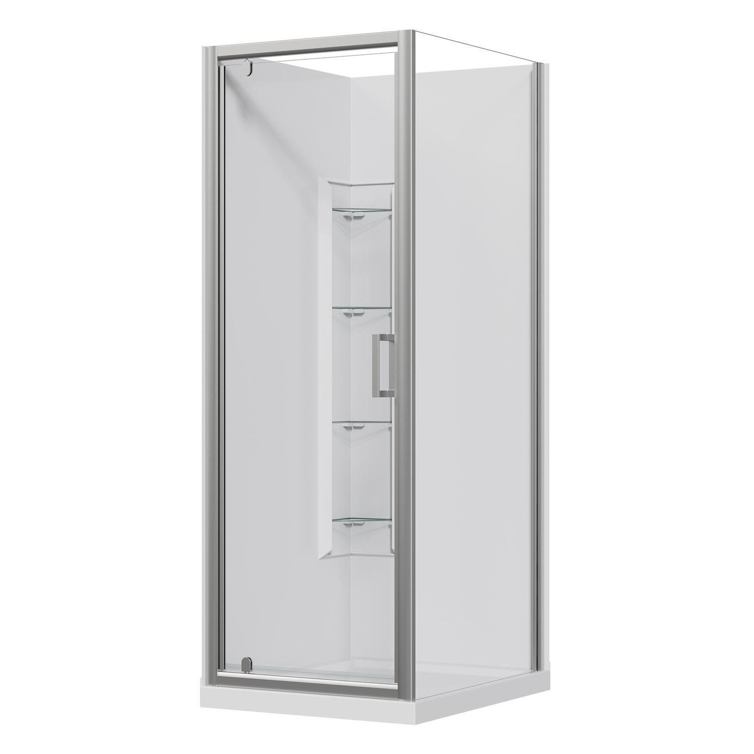 2 Sided Corner Mould Acrylic Shower LH 750 x 900 x 2015mm Chrome
