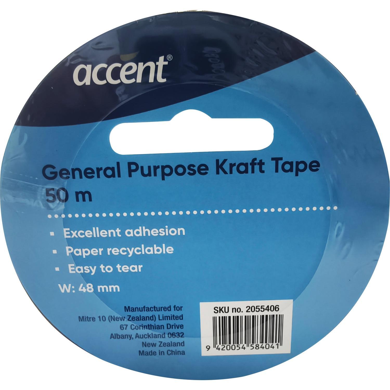 General Purpose Kraft Tape Accent 48mm x 50m Brown