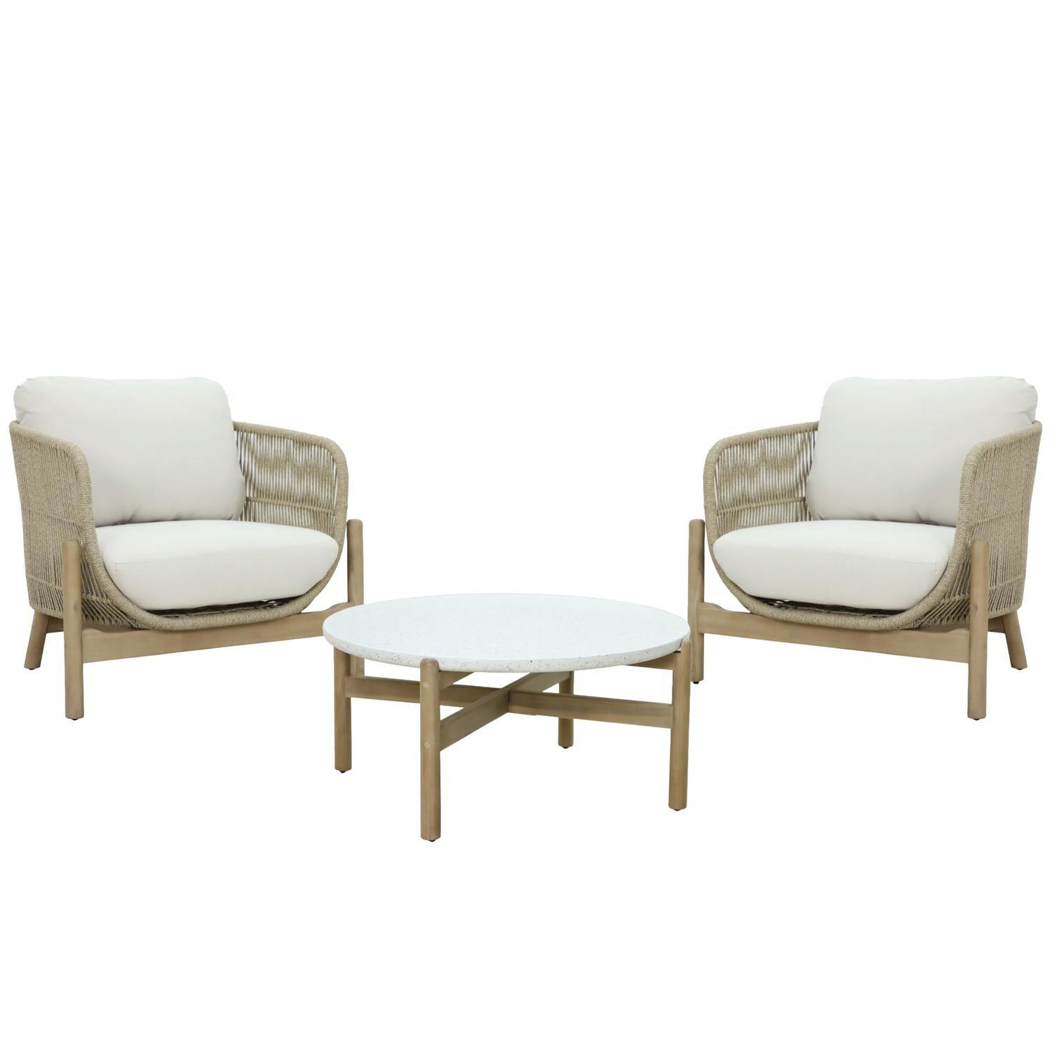 Outdoor Lounge Setting 3 Piece with Coffee Table