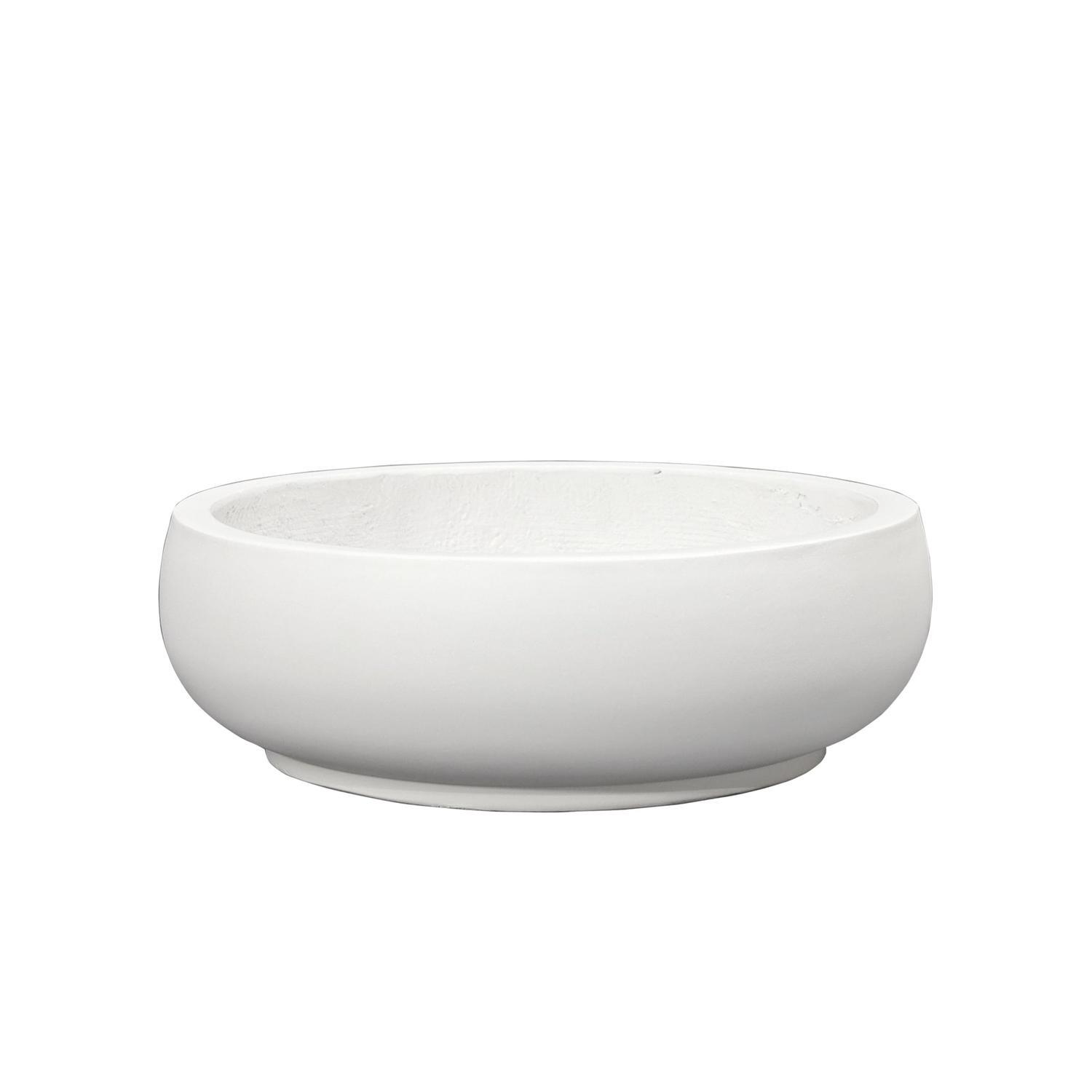 Cement Low Planter Bowl 29cm White