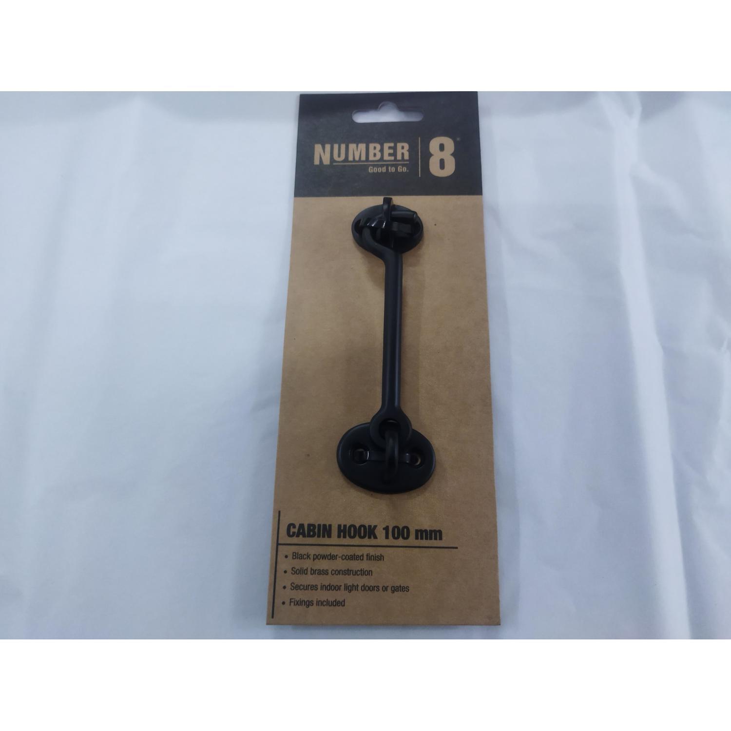 Cabin Hook 100mm Solid Brass with Black Finish