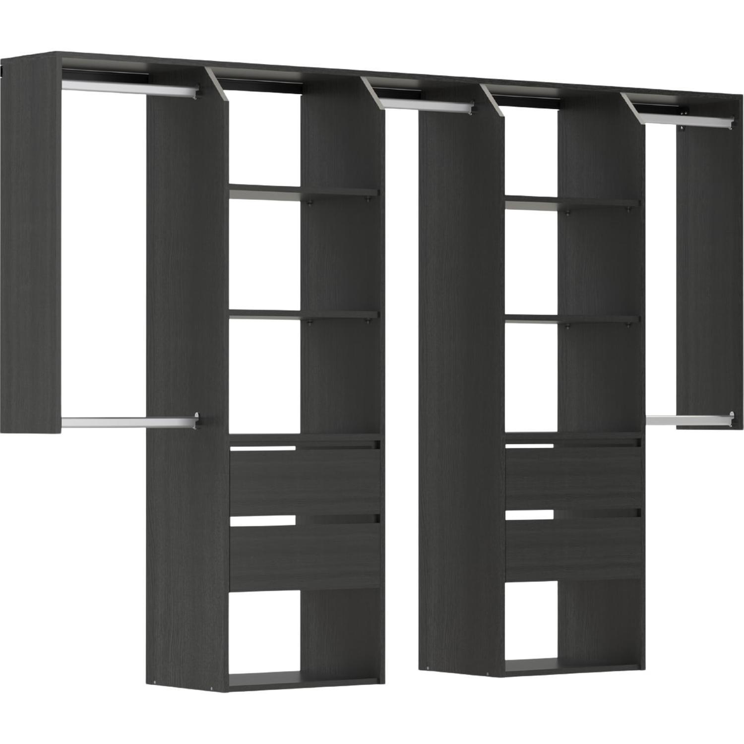 Customisable Wardrobe with Drawers (Large) 1800- 2400 mm Charred Oak