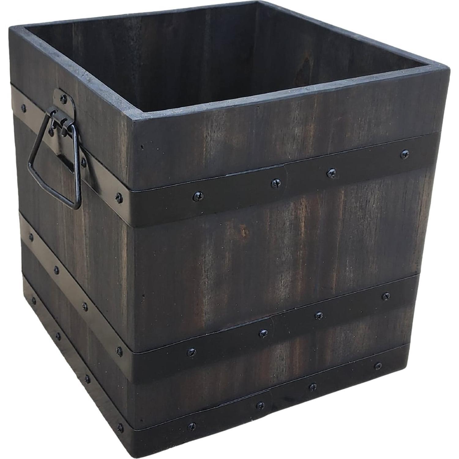 Square Acacia Wooden Barrel