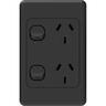 Double Vertical Power Point Switch 250 Volt Black