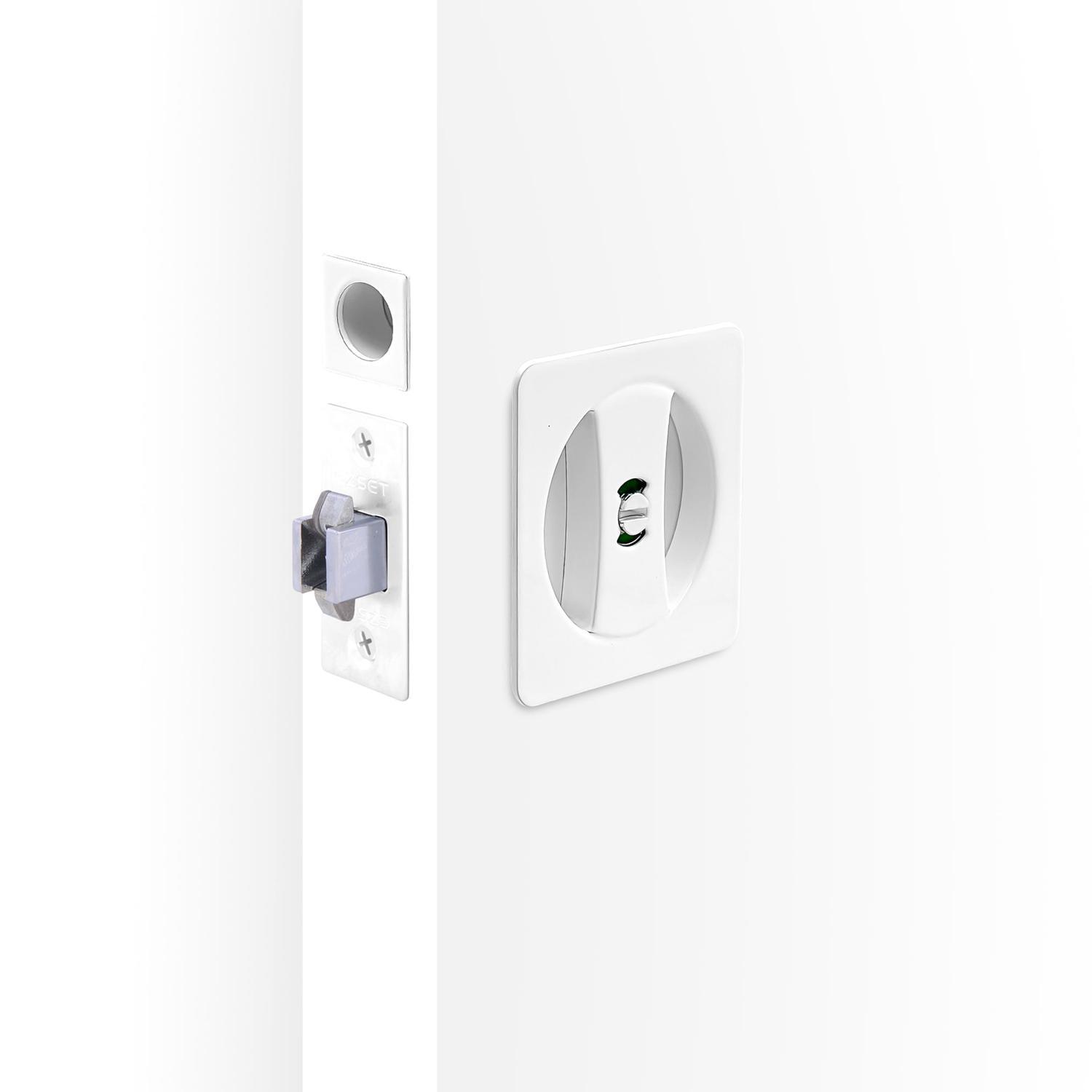 CAVITY SLIDER PRIVACY KIT SQUARE WHITE FINISH