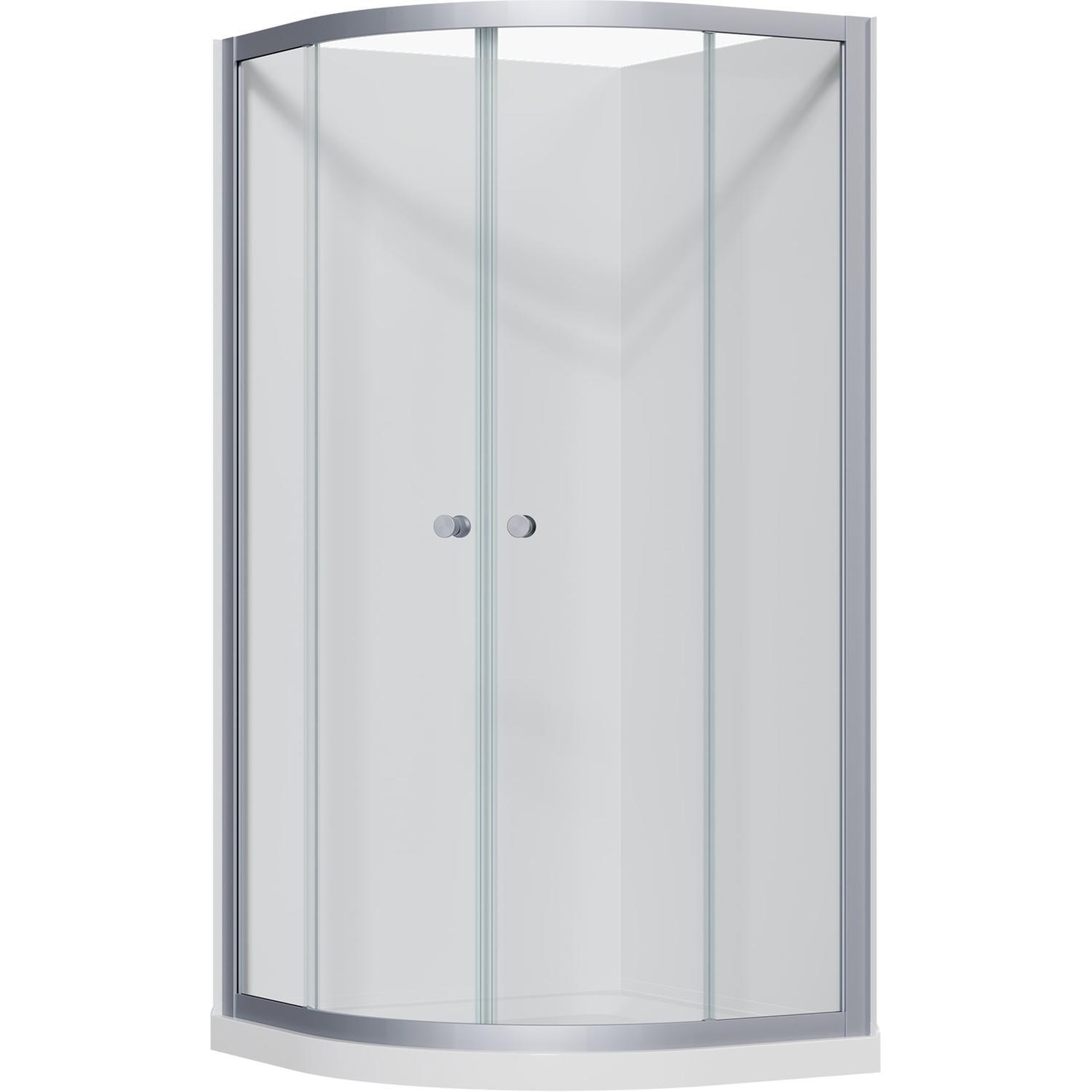 Curved Flat Wall Acrylic Shower 900 x 900 x 1895mm Matte Satin
