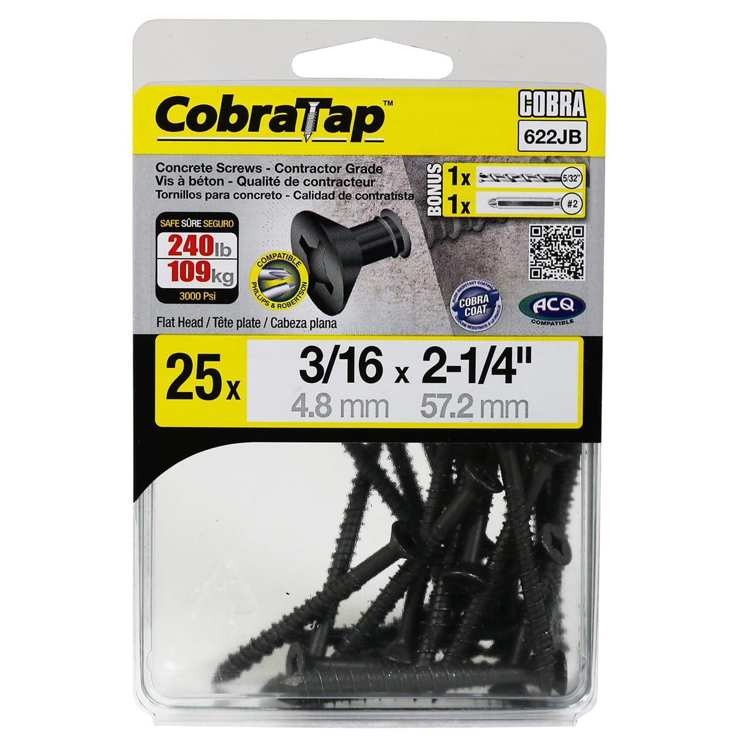 Concrete Screw 4.8X44.4mm FH 25 Pack Black