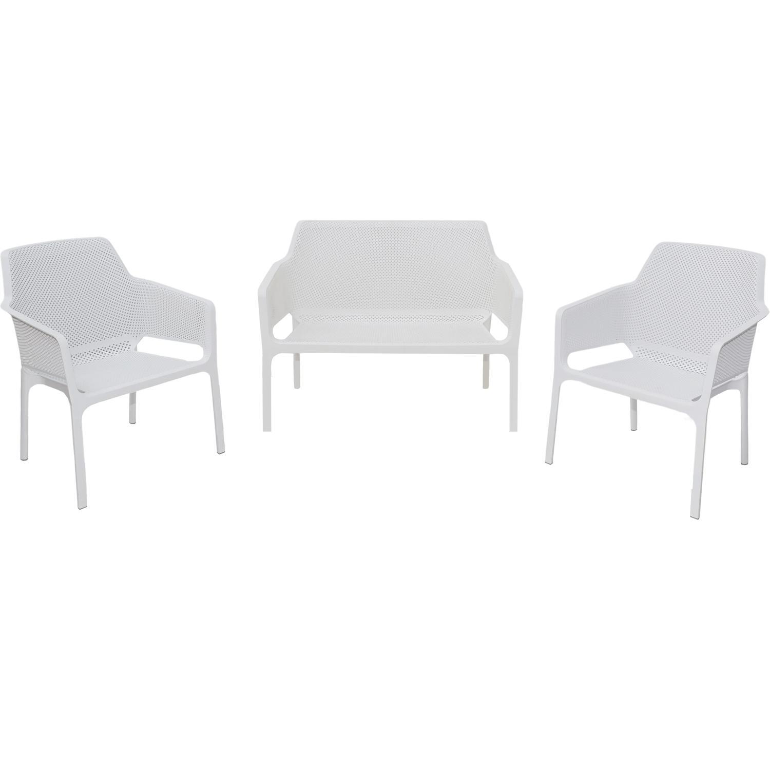Outdoor Lounge Setting 3 Piece Seats 4 White