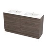 Cashmere Double Drawer Double Bowl Floor Standing Vanity H: 850mm, W: 1490mm, D: 445mm Blackened Elm
