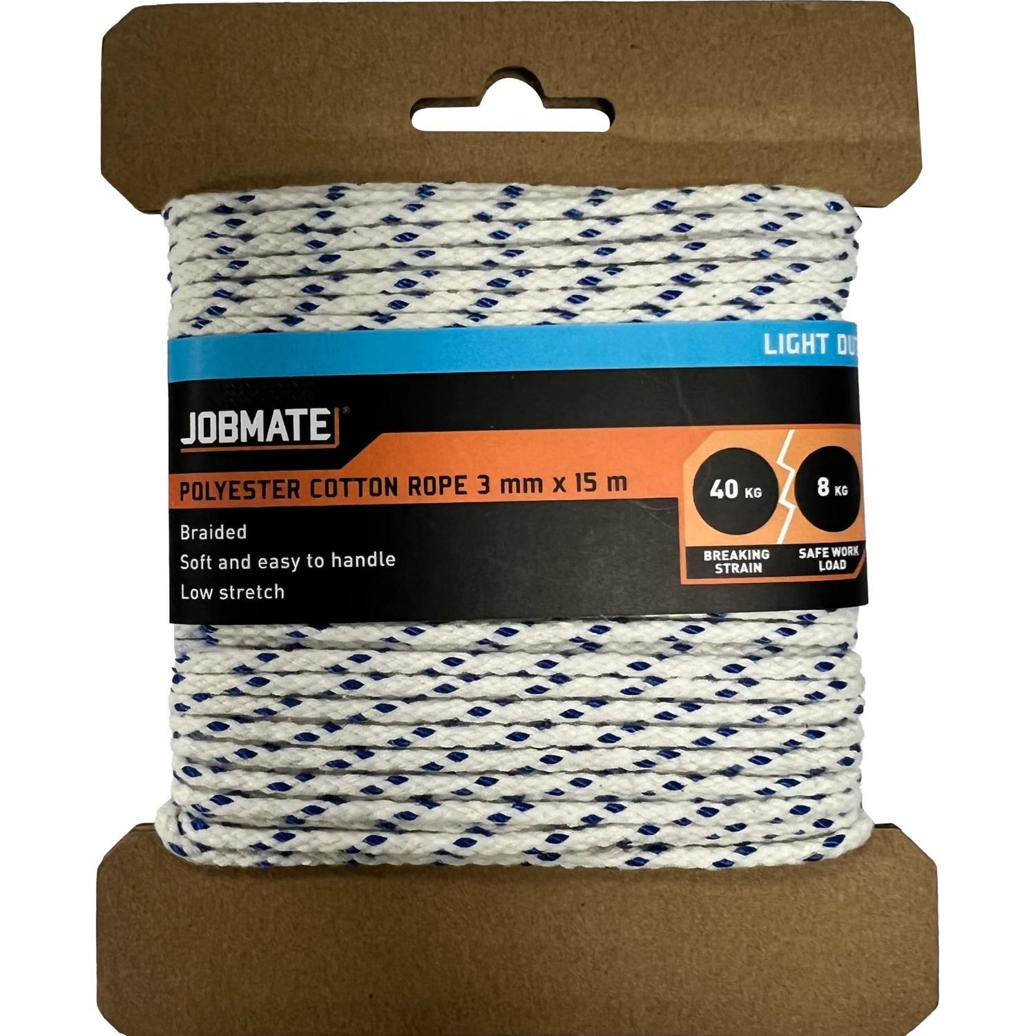 Polyester Cotton Rope 3mm x 30m White with Blue Specs