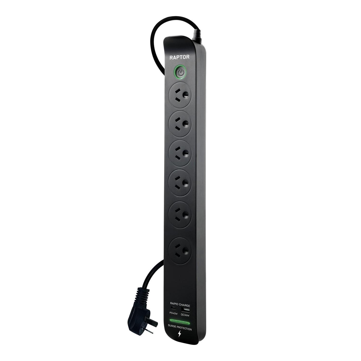 Raptor 6X - 6 Outlet Slimline 45W PD Powerboard