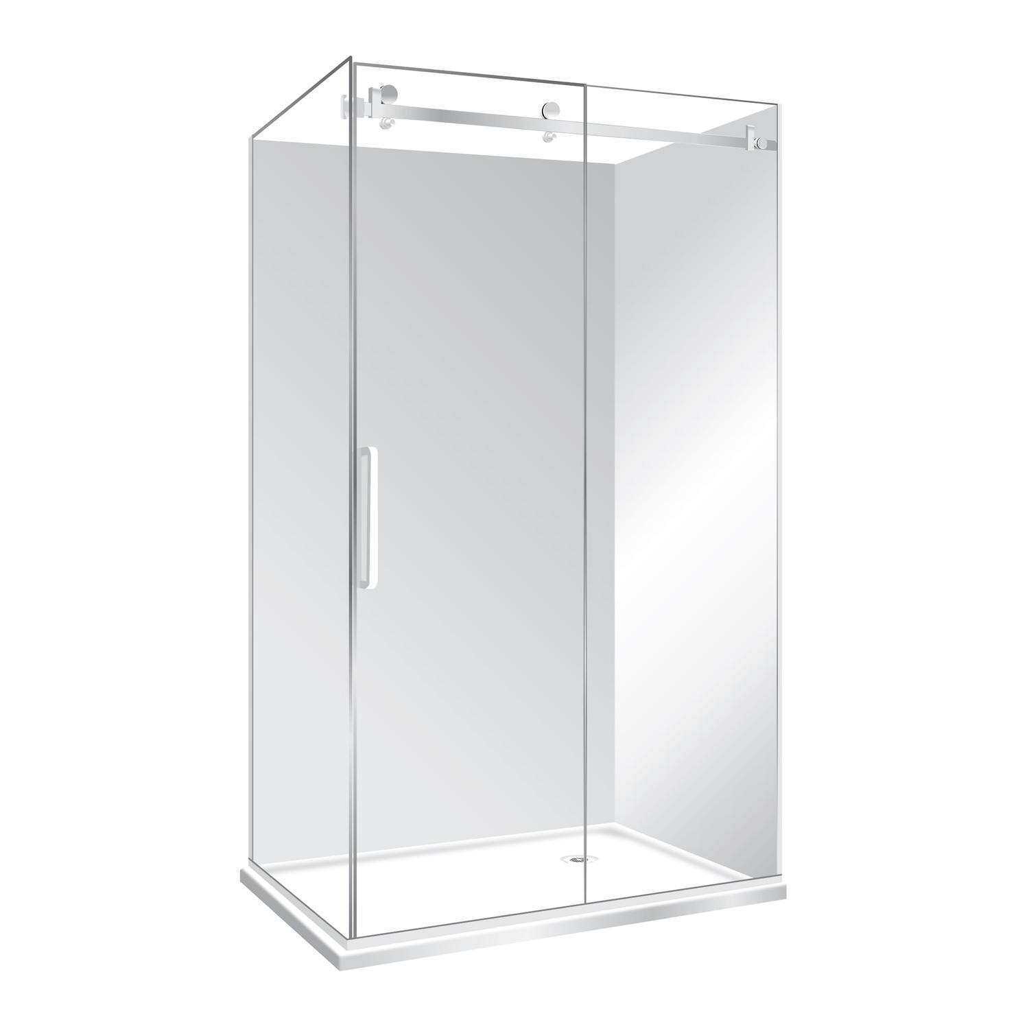 Frameless 2 Sided Sliding Door Shower Right Hand Tray