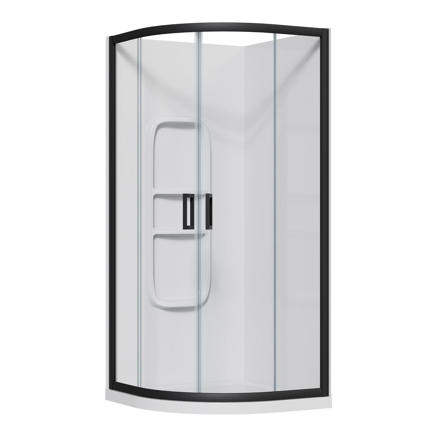 Curved Side Mould Acrylic Shower 900 x 900 x 2015mm Black