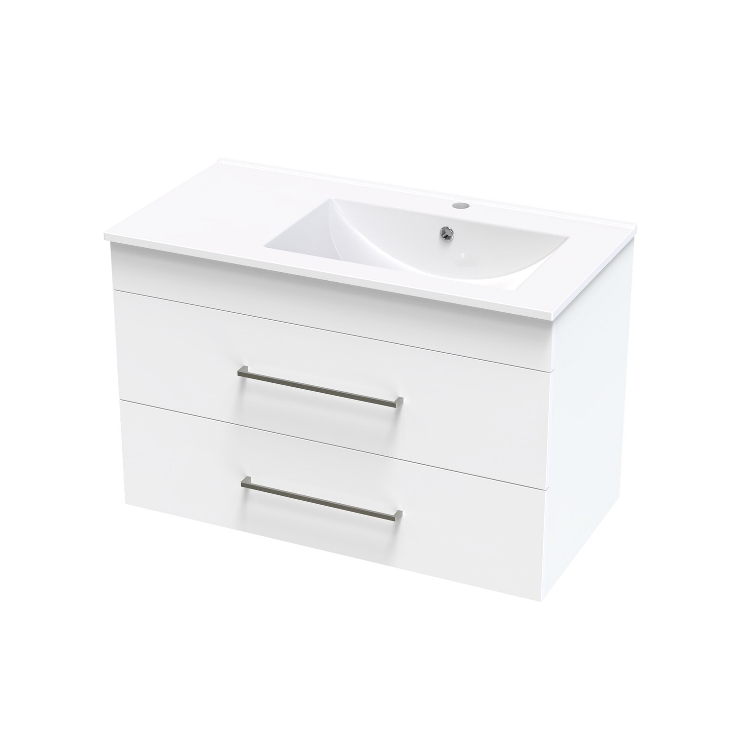 Cashmere Valley 900 Right Hand Bowl Double Drawer Wall Ultra Gloss White