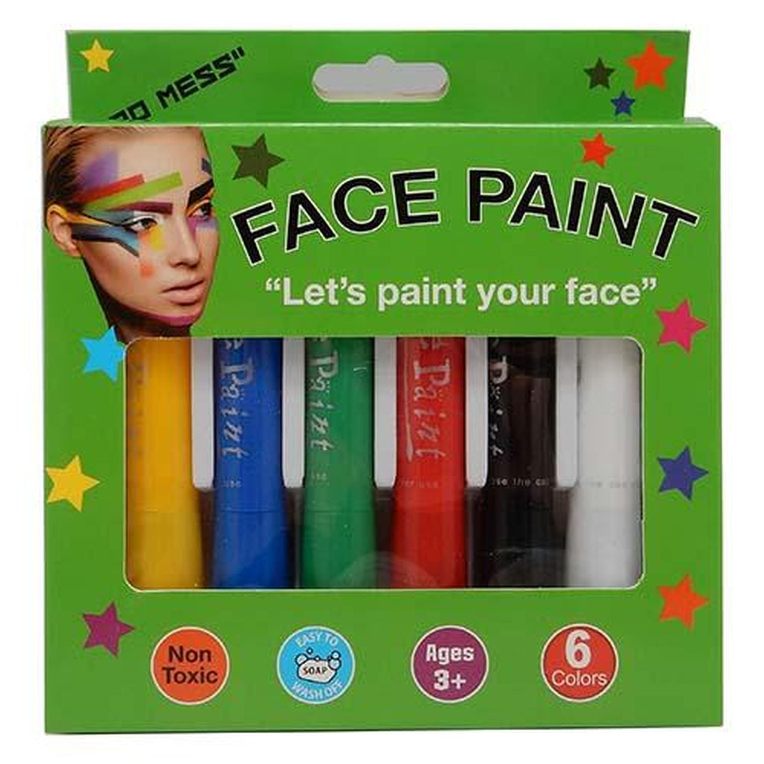 Face Paint Applicator Sticks 6 Colours Pack