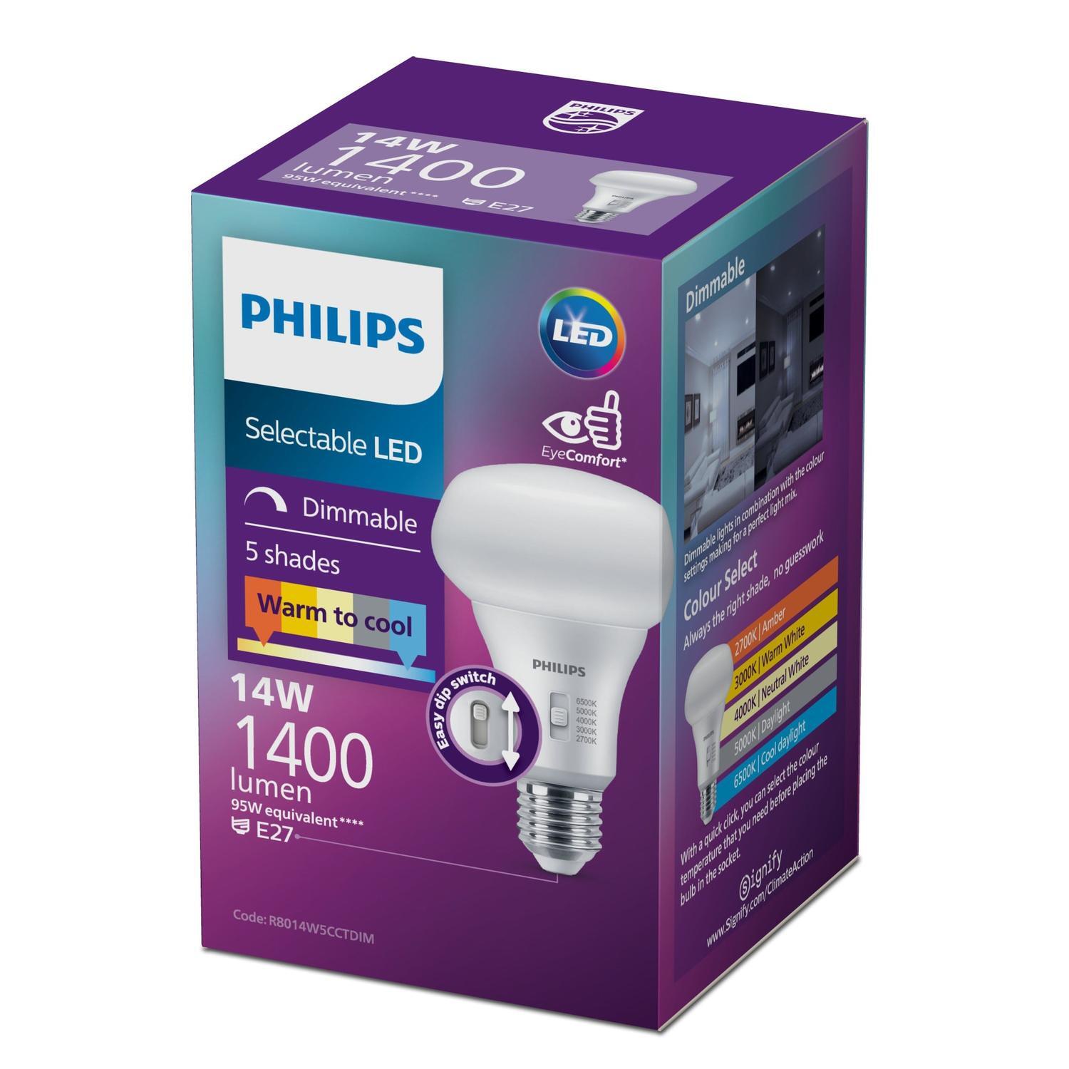 LED 14W E27 5CCT DS Frosted Dimmable R80 Globe