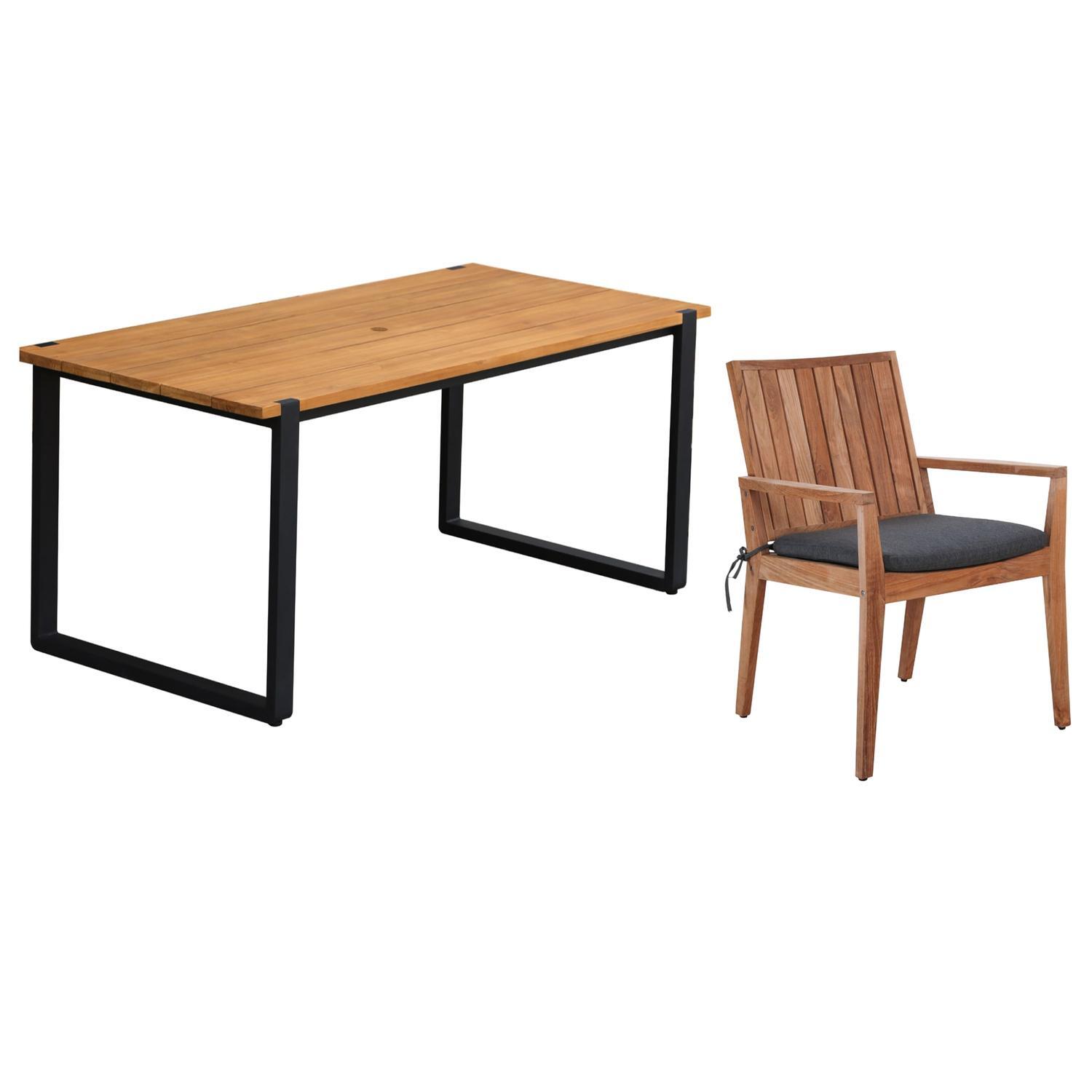 Outdoor Dining Setting With Milano Arm Chairs 7 Piece