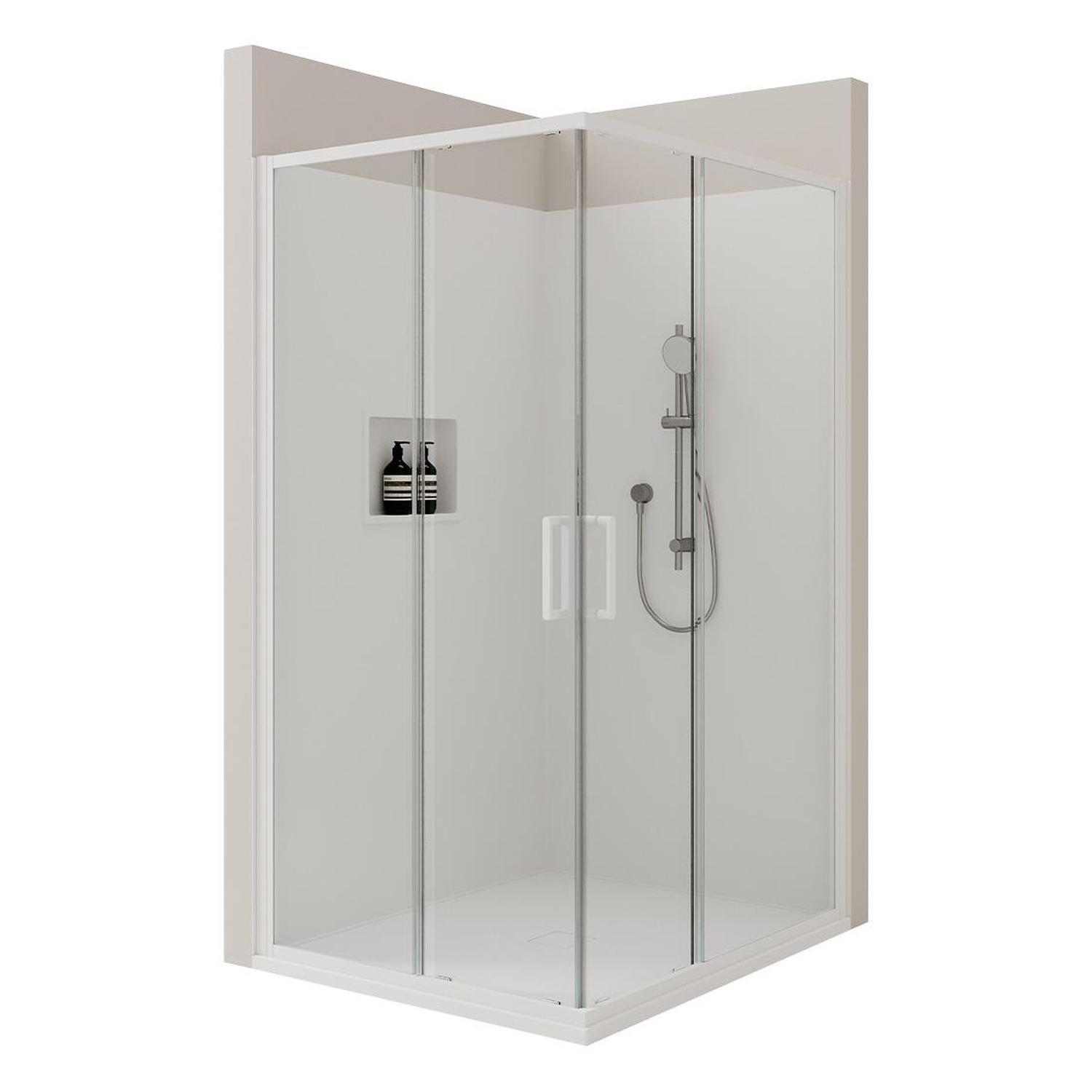Shower Package With Sliding Screens & White Base